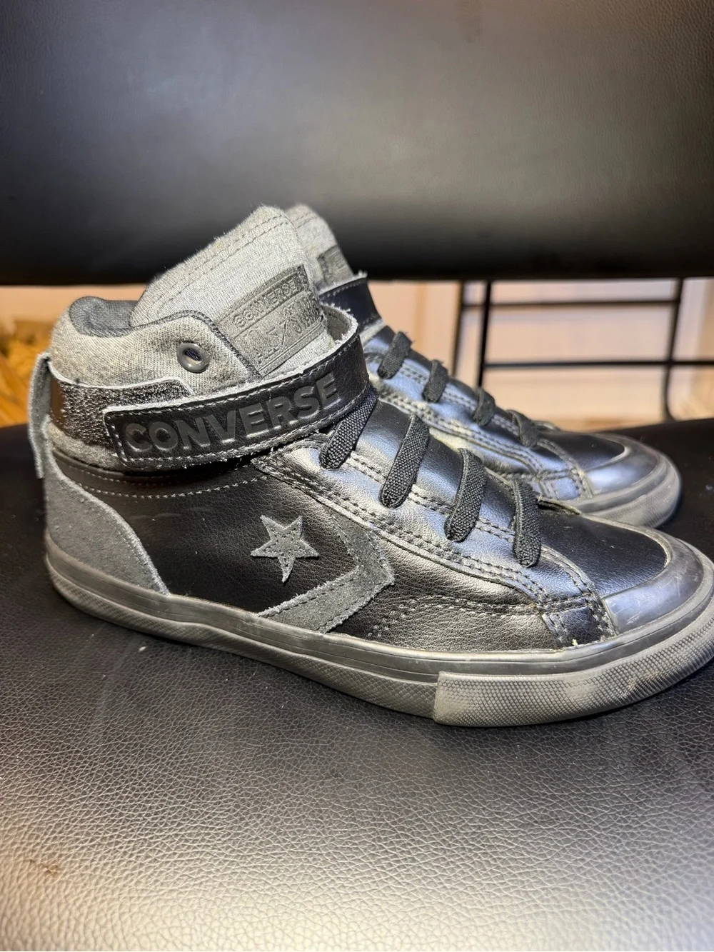 Converse Kids' Black & Gray High-Top Sneakers Sz 3US